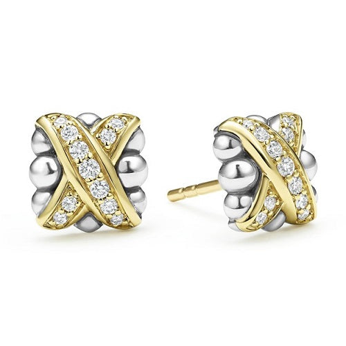 Embrace Two Tone Diamond X Stud Earrings 01-82056-DD
