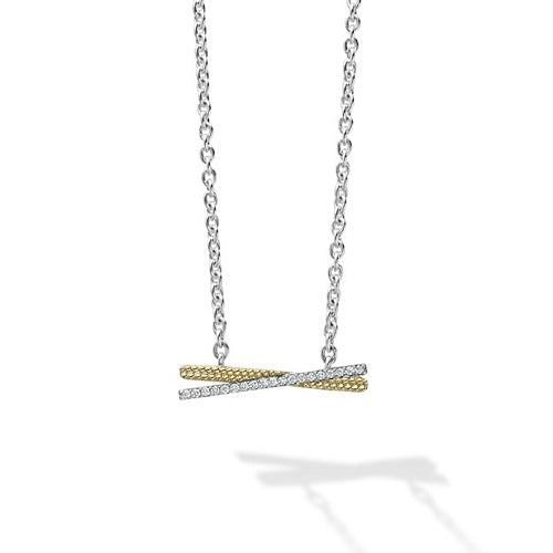 Caviar Lux Two Tone X Diamond Necklace -04-81195-DDML