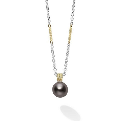 Luna Black Tahitian Pearl Pendant Necklace -81225-MBML