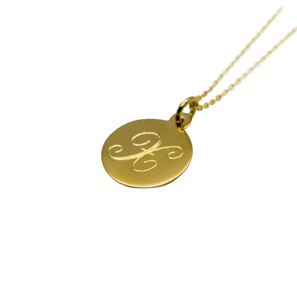 Yellow Gold Signature Initial Disc Pendant - SIDPX