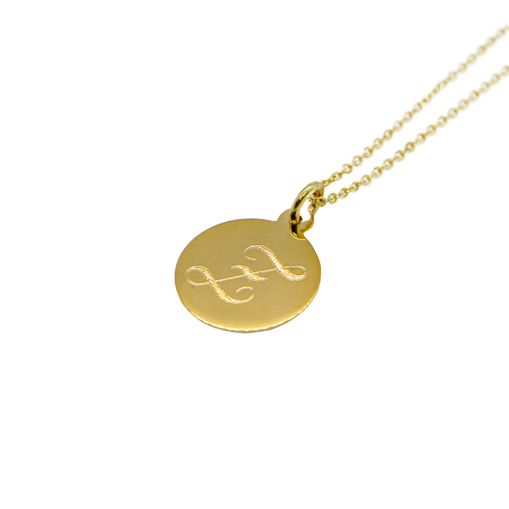 Yellow Gold Signature Initial Disc Pendant - SIDPZ
