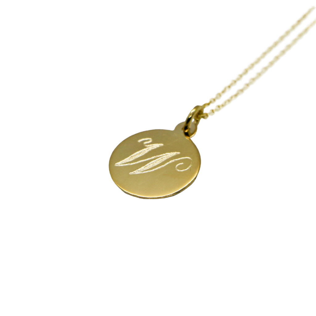 Yellow Gold Signature Initial Disc Pendant - SIDPW