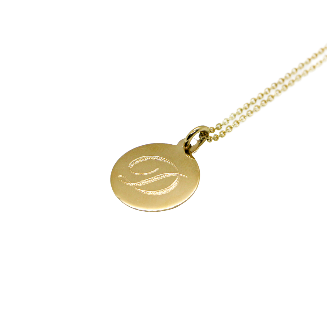 Yellow Gold Signature Initial Disc Pendant - SIDPD
