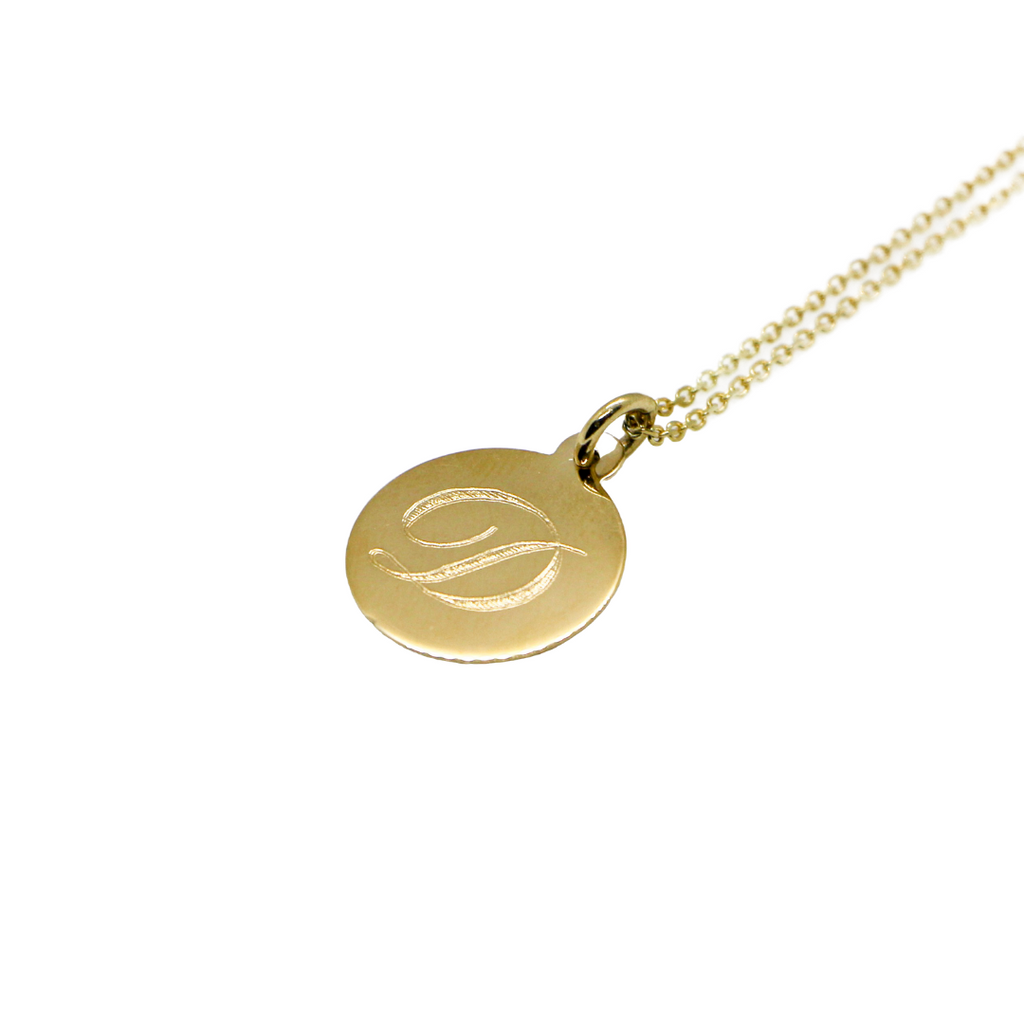 Yellow Gold Signature Initial Disc Pendant - SIDPD