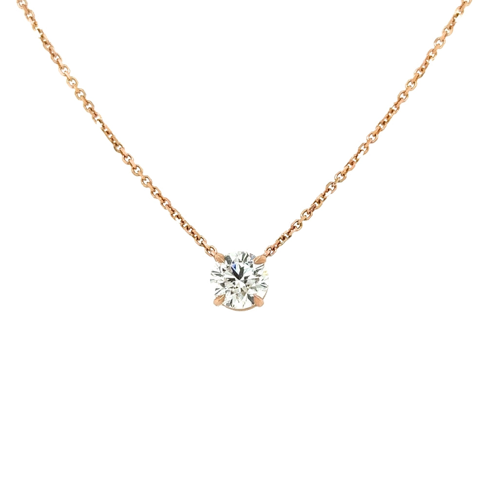 Made In House Rose Gold 0.91CT Diamond Pendant Necklace
