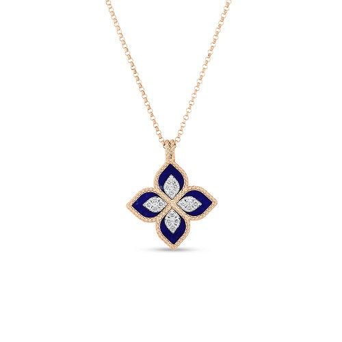 Venetian Princess Blue Lapis and Diamond Flower Necklace -8882784AH18XL Roberto Coin Inc.
