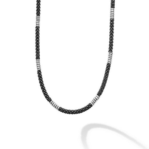 Black Caviar Silver Station Beaded Necklace -81178-CB18 LAGOS