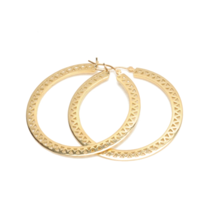 18k Yellow Gold Flat Round Hoops -RGE-073