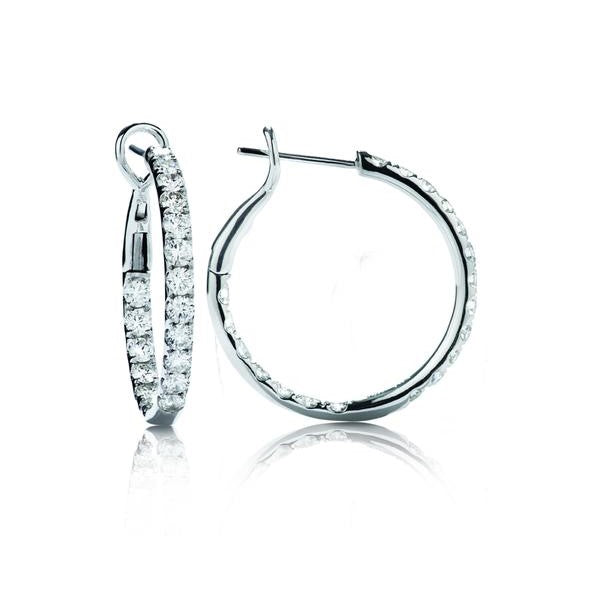 18k White Gold Medium Hoop Earrings - E0095
