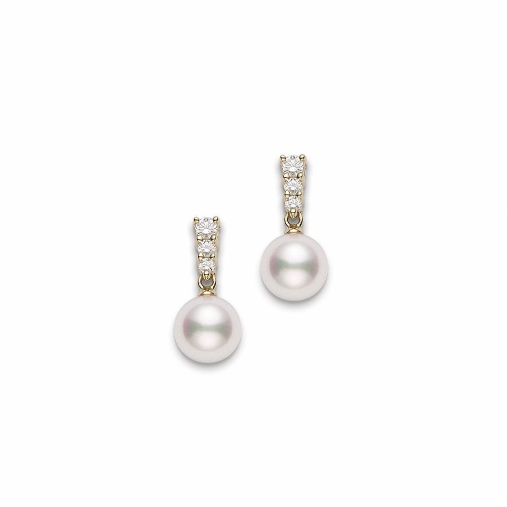 Pearl and Diamond Drop Earrings - PEA642DW