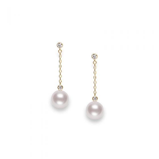 Akoya Cultured Pearl and Diamond Drop Earrings -MEQ10087ADXK
