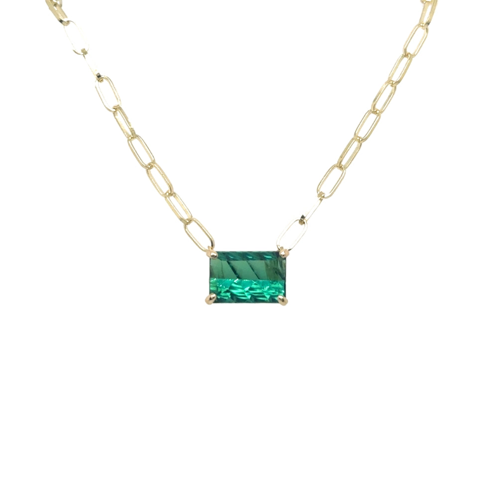 Fantasy Cut Green Tourmaline Necklace EK-14YFECGTN