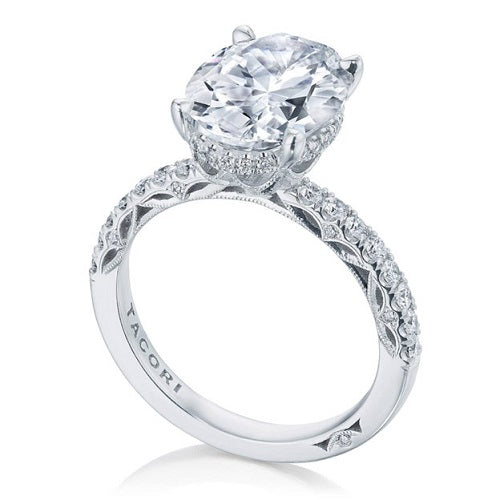 Dantela French Pave Oval Solitaire Engagement Ring -2690 2.2 OV 10X7.5