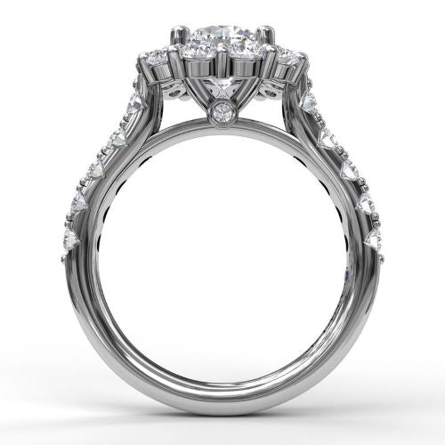 Large Diamond Cushion Halo Engagement Ring S3459