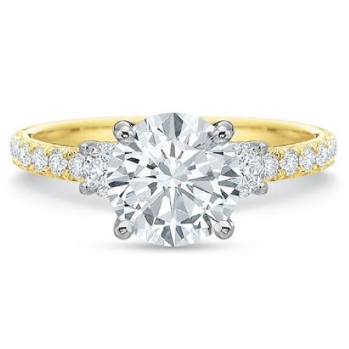 New Aire Two Tone Three Stone Style Engagement Ring 257034Y Precision Set