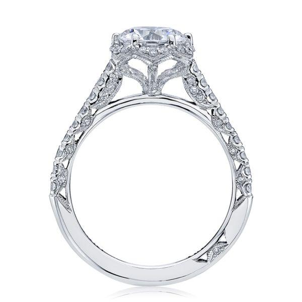 'Petite Crescent' Round Halo Engagement Ring -HT 2547 RD 6.5 W Tacori
