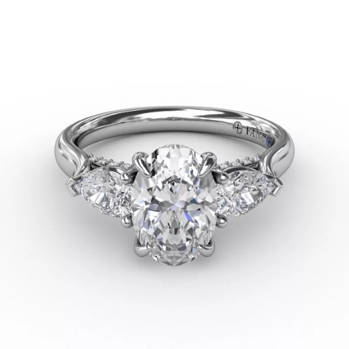Classic Three-Stone Engagement Ring Pear-Shape Side Stones S3227WG