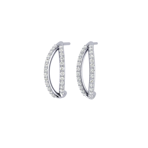 18k White Gold Split Double Row Diamond Earrings - E0937