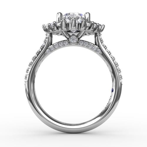 Mixed Shape Diamond Halo Ballerina Style S4023WG Engagement Ring