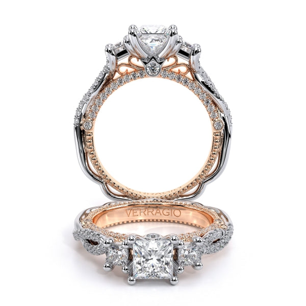 Venetian Two Tone Three Stone Princess Engagement Ring -AFN-5069P-2WR