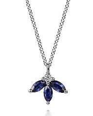 Lusso Diamond and Blue Sapphire Pendant Necklace -NK7433W45SA