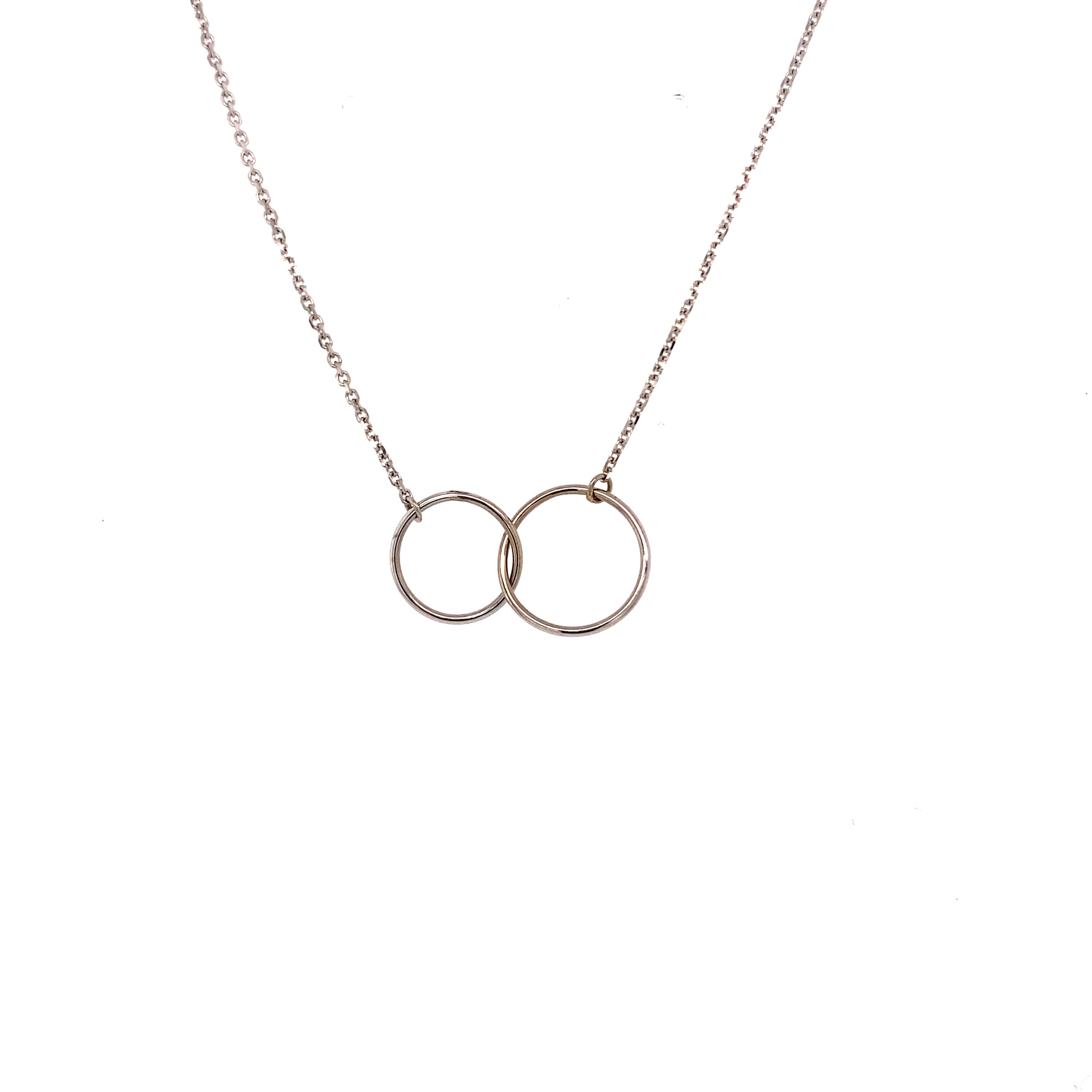 White Gold Mini Interlocking Circles Necklace - NICNW