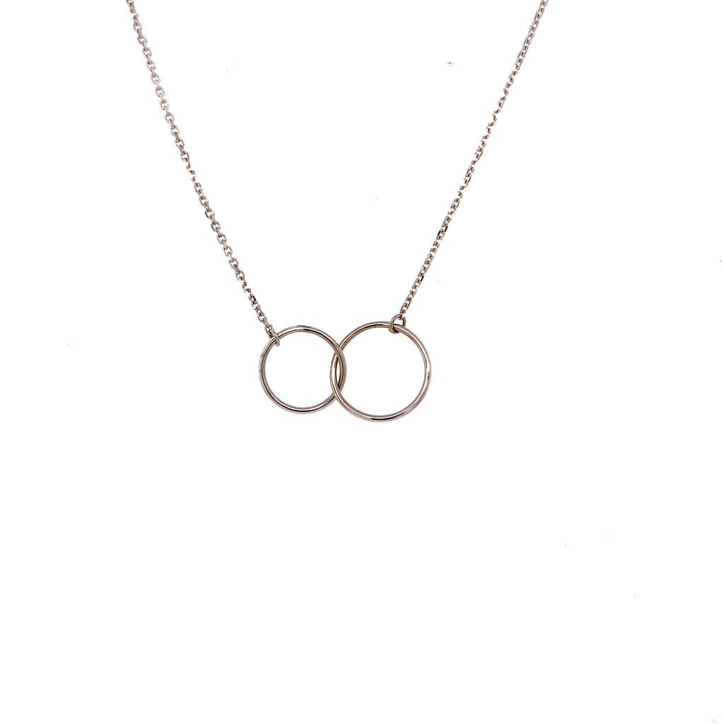 White Gold Mini Interlocking Circles Necklace - NICNW