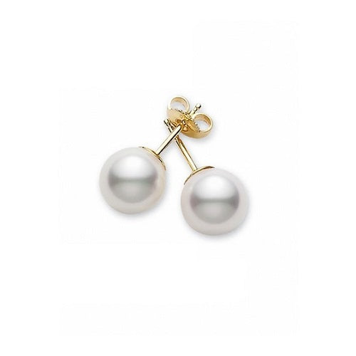 8-8.25mm Pearl Stud Earrings in Yellow Gold (A) PES801K MIKIMOTO