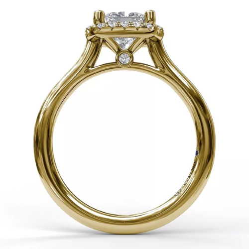 Classic Cushion Halo Engagement Ring S3044 Yellow Gold