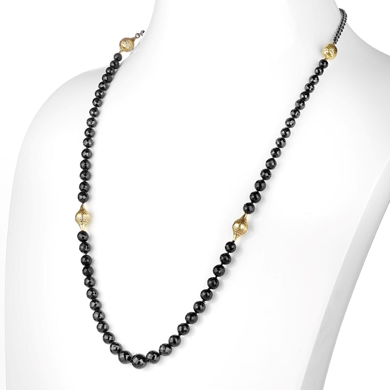 Beaded Black Spinel Necklace -RGN-1503.04