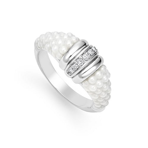 White Caviar White Ceramic Diamond Ring -80640-CW7