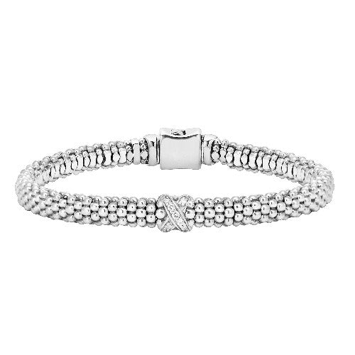 Caviar Lux Single Station X Silver Diamond Bracelet -80784-S007 LAGOS