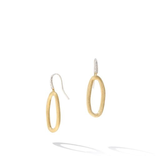 Two Tone Oval Link Diamond Hook Drop Earrings - MBU-OB1808-A B YW