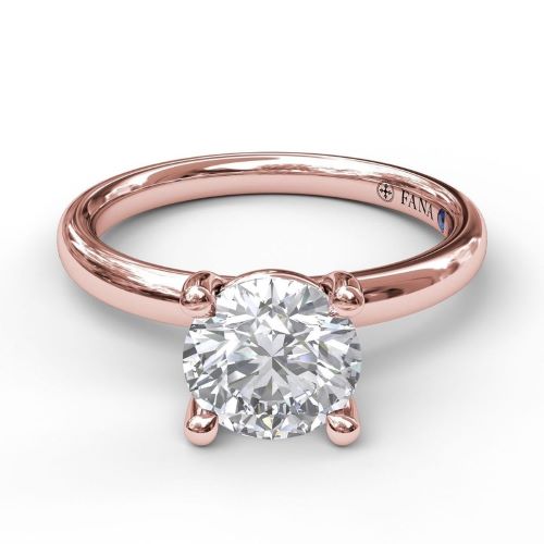 Classic Round Cut Solitaire Engagement Ring S3842 Rose Gold FANA