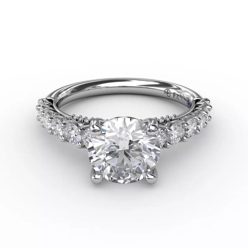 Contemporary Solitaire Engagement Ring With Openwork Diamond Band Engagement Ring S3178