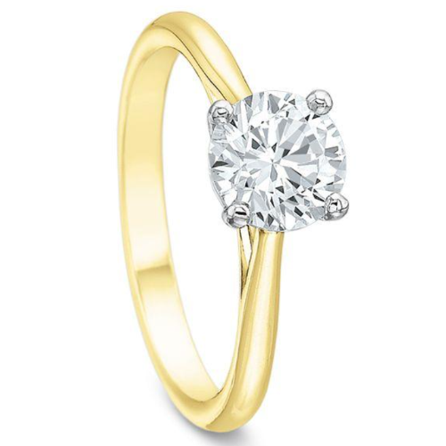 New Aire 2002 Two Tone Yellow Gold Solitaire Engagement Ring Precision Set