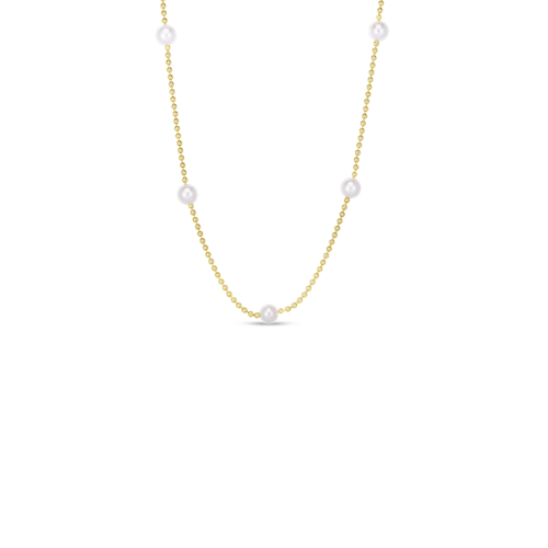 Pearl and Gold Bead Station Necklace -7773116AYCHOP