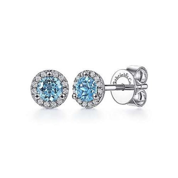Blue Topaz & Diamond Stud Earrings -EG12372W45BT Gabriel & Co.