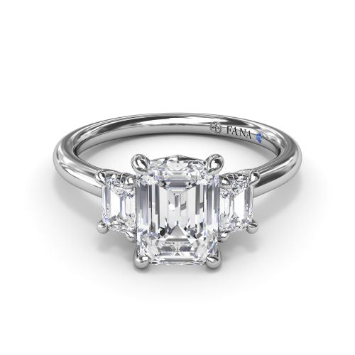 Emerald Cut Three Stone Engagement Ring S4069