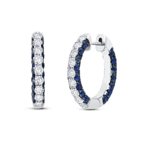 Sapphire and Diamond 3 Sided Hoop Earrings WBE-1052725SW