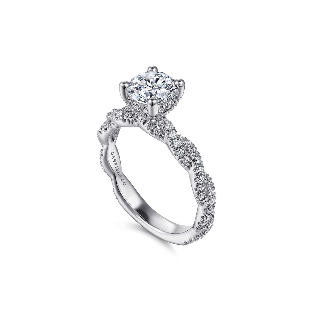 14K White Gold Round Diamond Engagement Ring -ER13878R4W44JJ