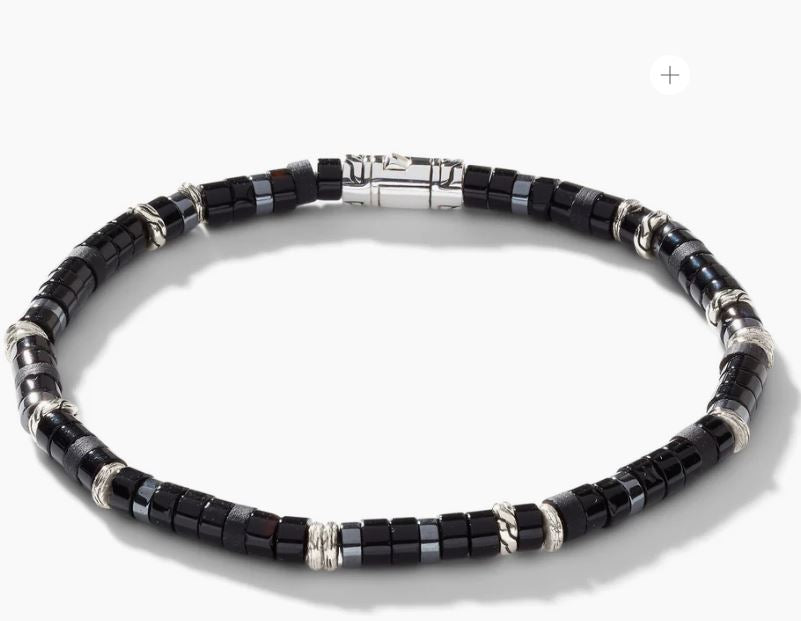 Silver Classic Chain Heishi Beaded Bracelet -BUS900698BONHEX
