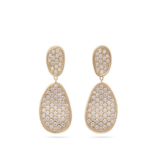Lunaria Collection Yellow Gold and Diamond Pave Double Drop Earrings -OB1432 B2 Y Marco Bicego USA
