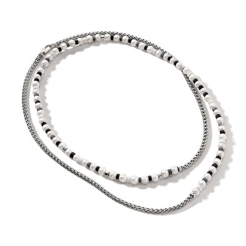 Colorblock Pearl Double Wrap Chain Necklace NBS9011091BONHEX36 John Hardy