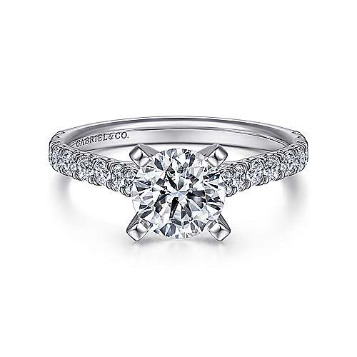 14K White Gold Round Diamond Engagement Ring -ER7225W44JJ Gabriel & Co.