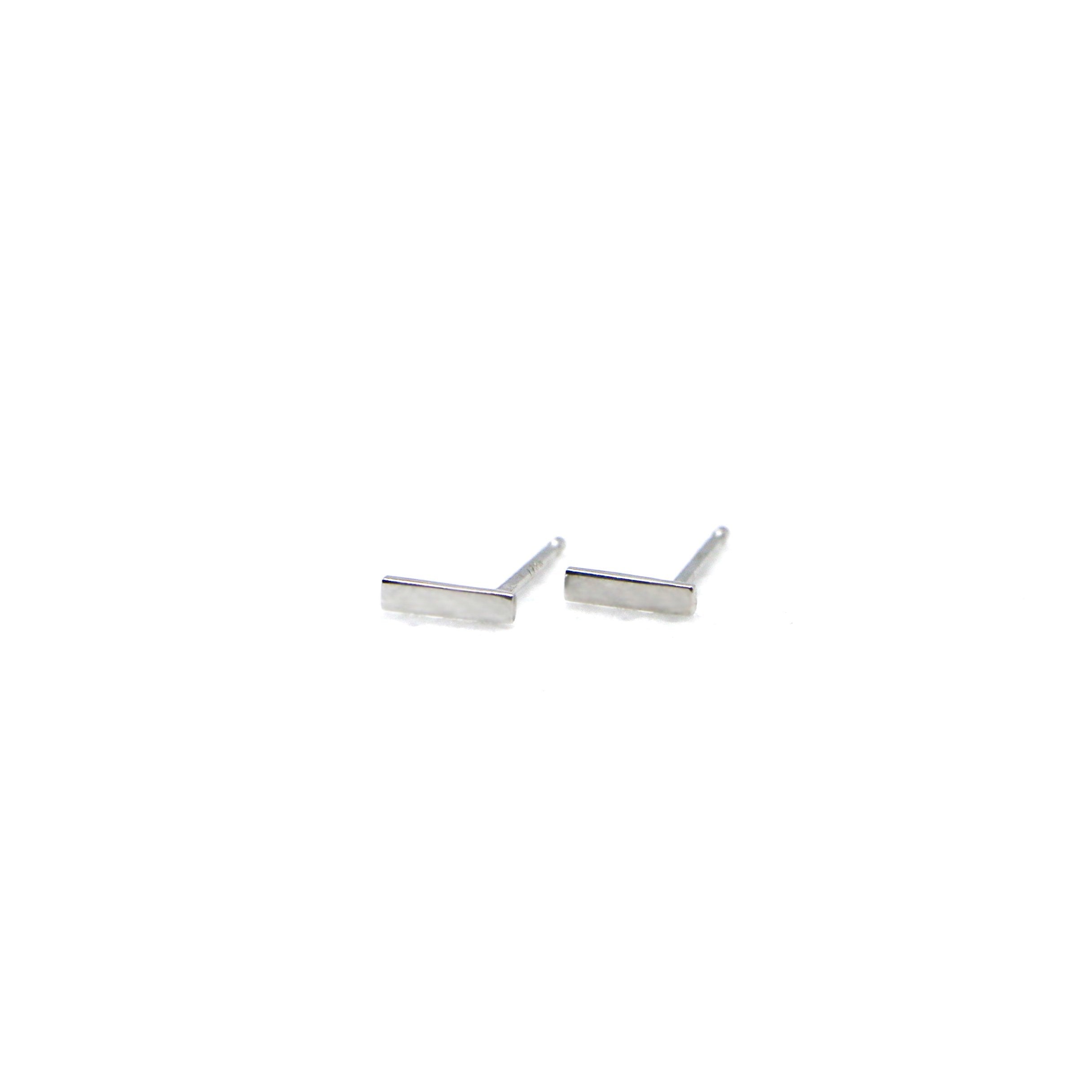 White Gold Mini Bar Stud Earrings -SBSEW Brent Miller Gold