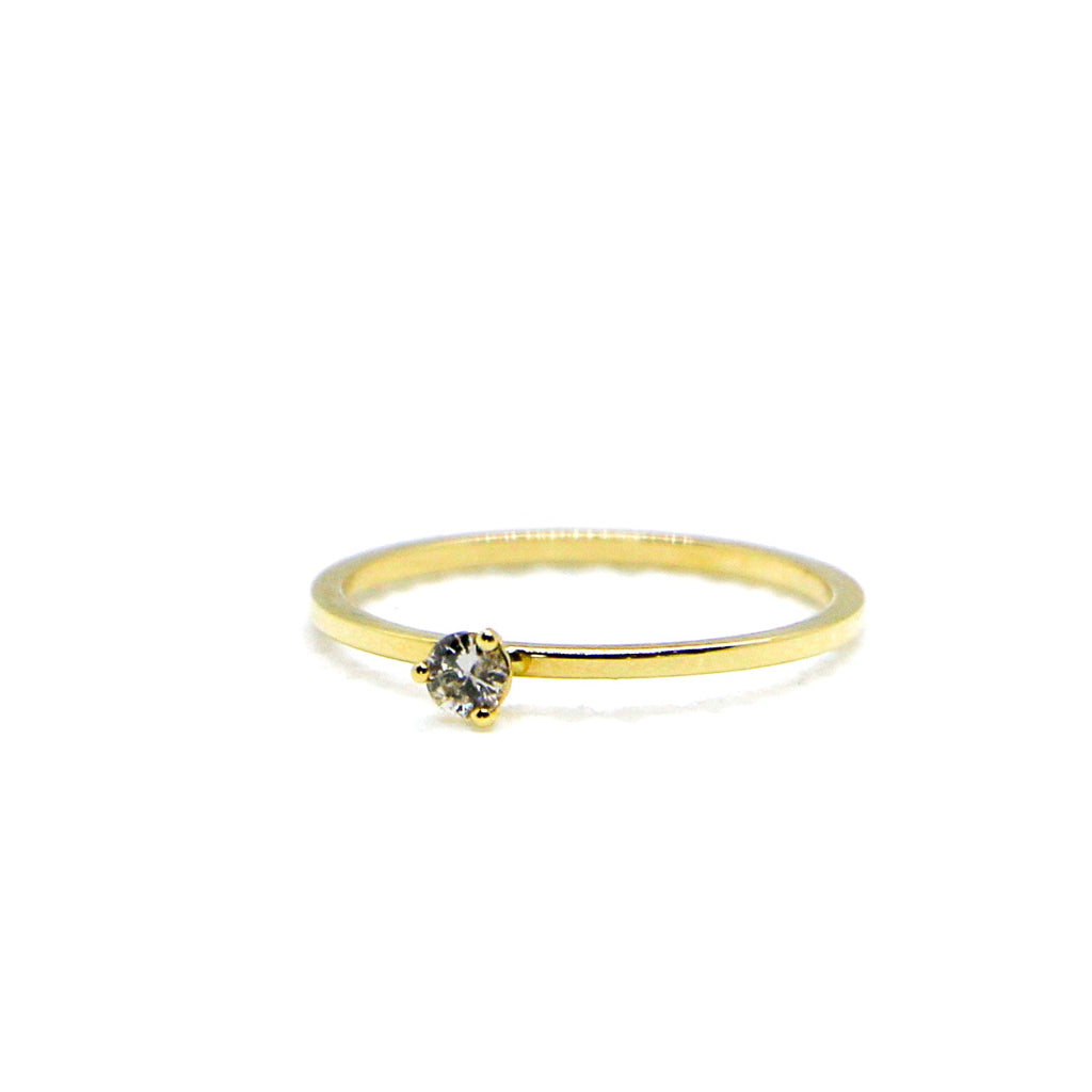 Diamond Yellow Gold Birthstone Ring -SRY