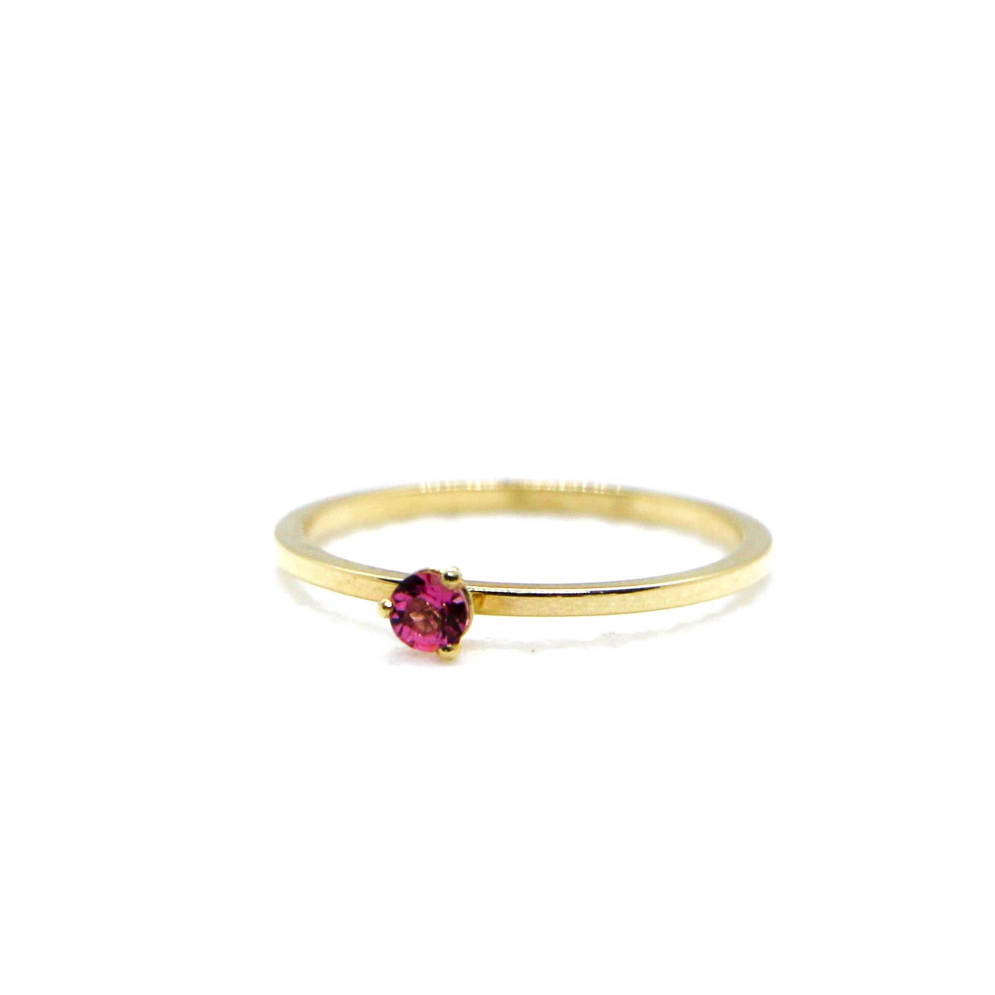 Pink Tourmaline Yellow Gold Birthstone Ring -SRY