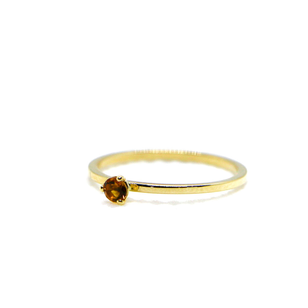 Citrine Yellow Gold Birthstone Ring -SRY
