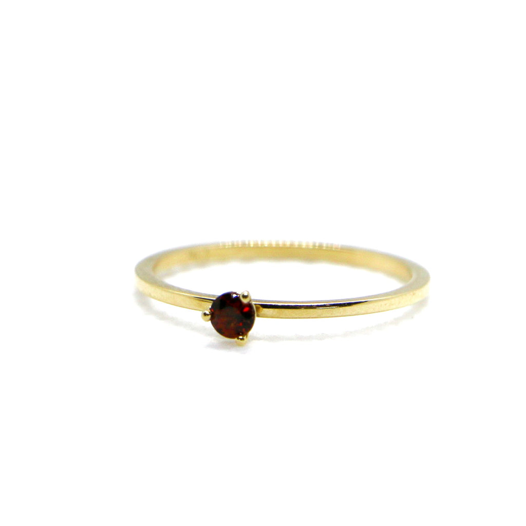 Garnet Yellow Gold Birthstone Ring -SRY
